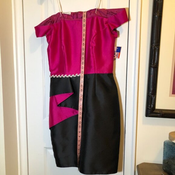 Ideas by Barbara Mini Gown Style# 8870 Hot Pink Black Size M NWT - Picture 8 of 11
